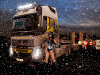 Policewoman guards truck at night